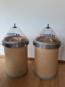 Transparent OSUCAS drum covers on wire drums in use
