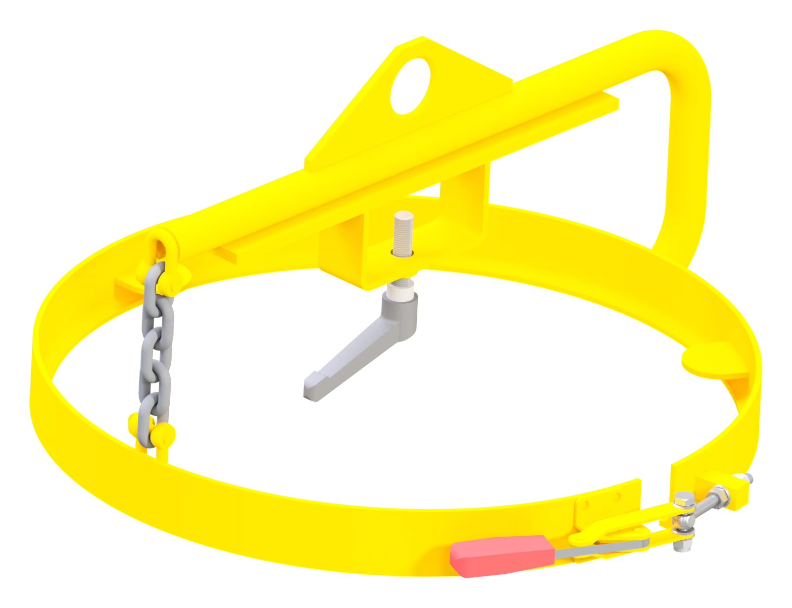 OSUCAS drum lifting device in signal yellow with clamping lever, chain and lifting eye