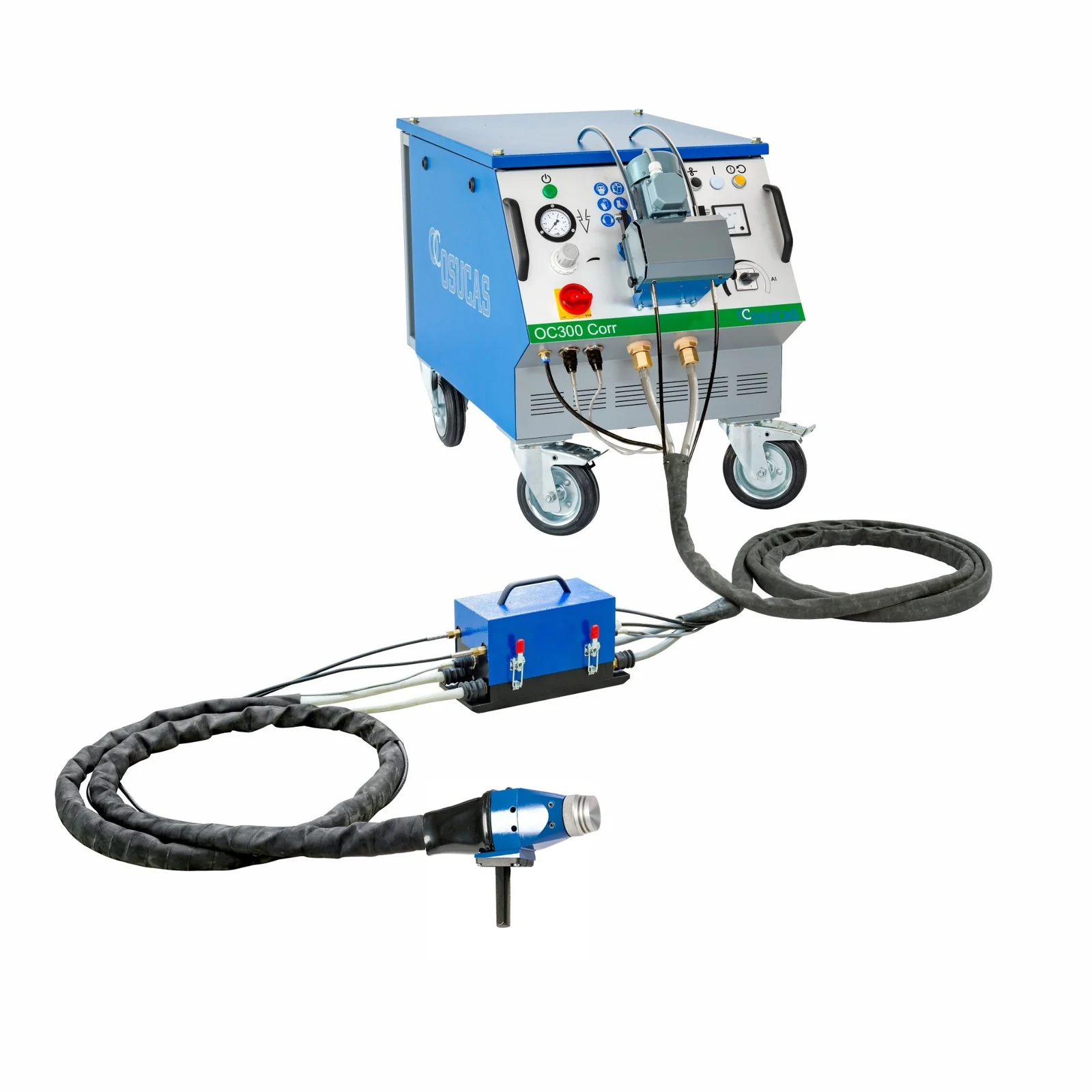 Metallspritzanlage OC200/300 Corr mit Vorschubgetriebe PF1-Mini und Support-Spritzapparat OC-Mini