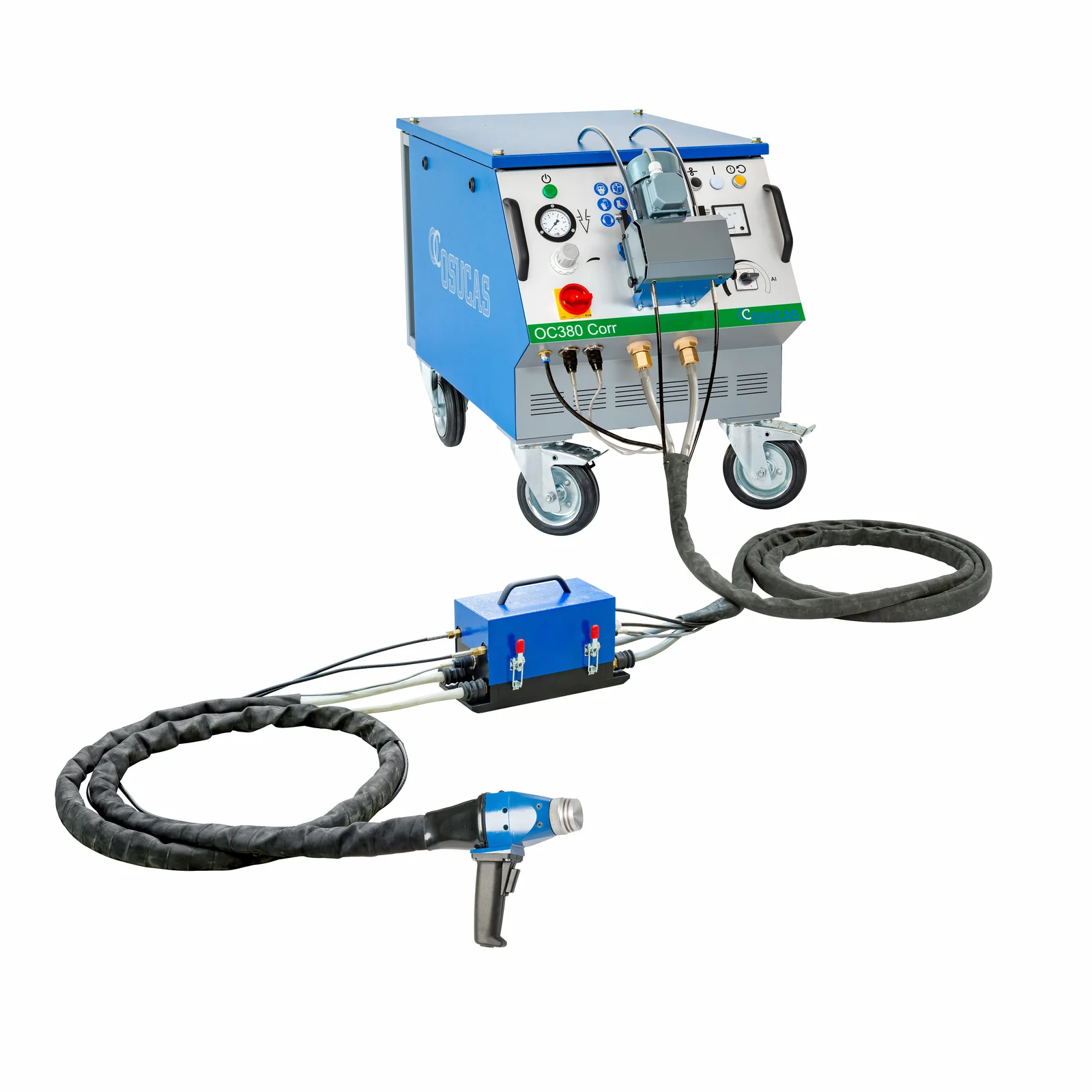 Metallspritzanlage OC380 Corr mit Vorschubgetriebe PF1-Mini und Handspritzapparat OC-Mini