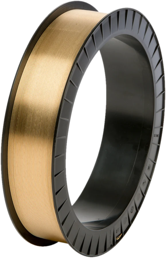 OSUCAS metal spray wire on reel spool, brass-coloured