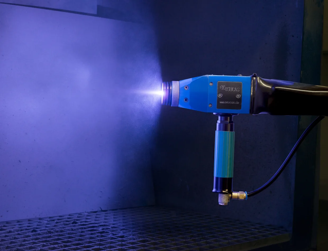OSUCAS Lichtbogenmetallspritzen – Spritzstrahl Detail